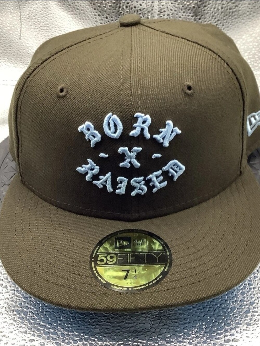 7 1/4 - Born x Raised x New Era 59FIFTY Rocker Brown / Light Blue Fitted Hat NWT